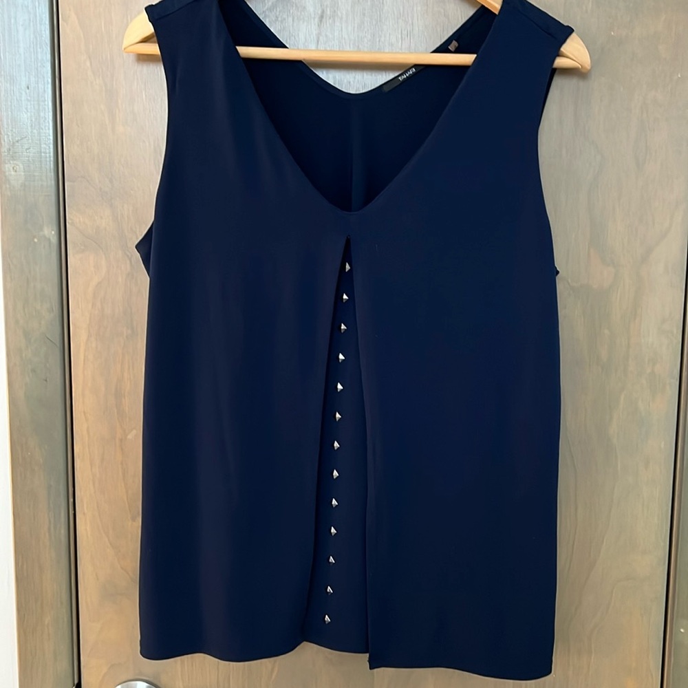 Tahari Navy Blue Sleeveless Blouse
